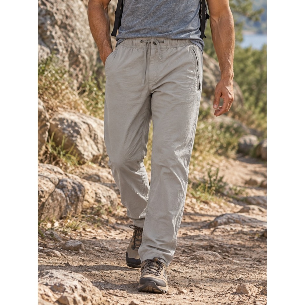LL Bean Men's Explorer Ripstop Jogger Pants Khaki Tan Size Medium 34 Hiking - Picture 1 of 16